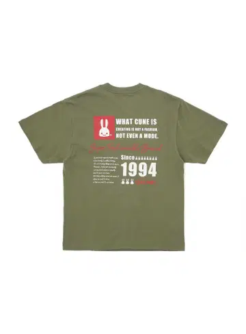 CUNE S/S Tee 스퀘어 문장 XL 늪 올리브