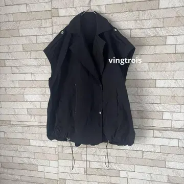 vingtrois 테일러드 베스트 나일론 베스트 오버 사이즈 블랙