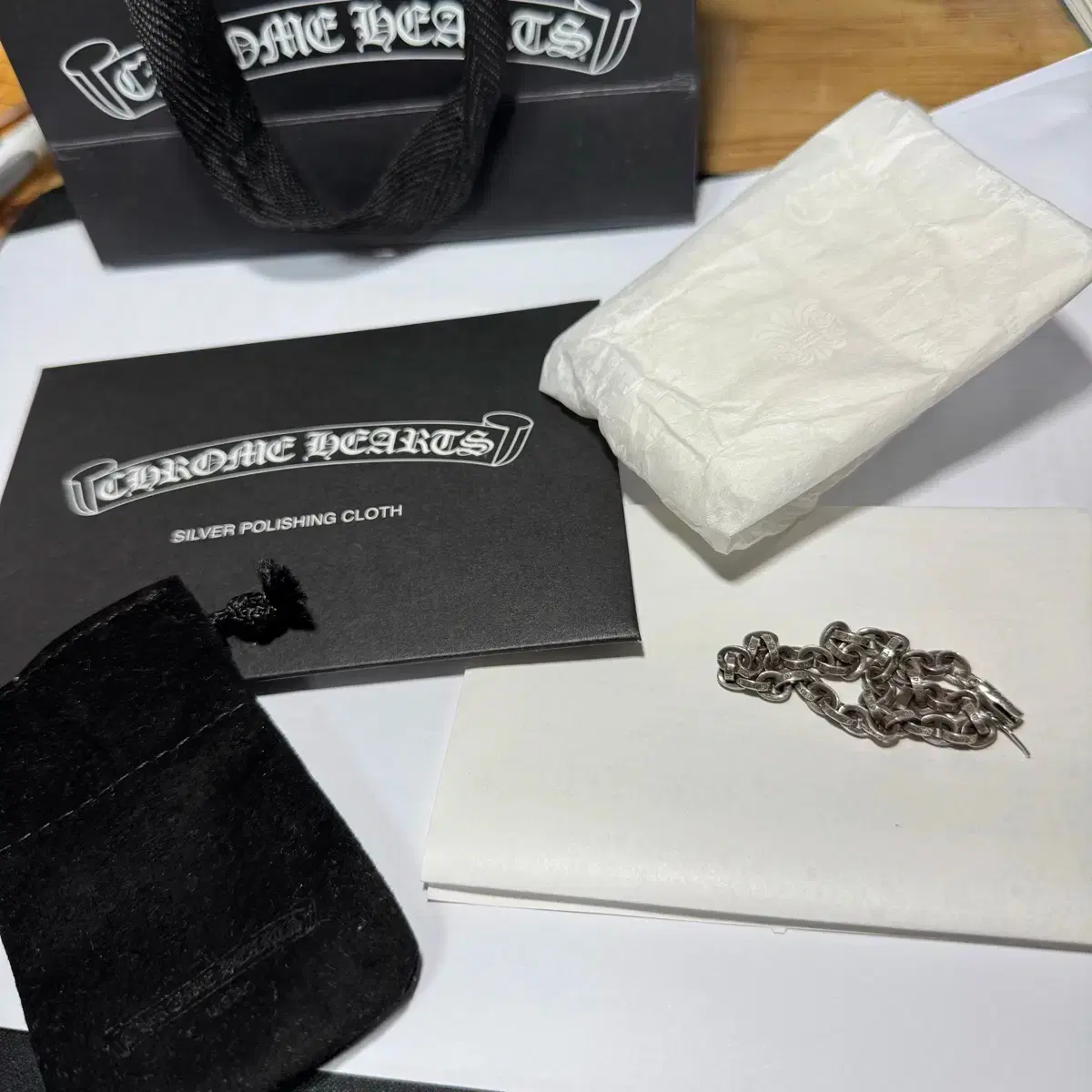 크롬하츠 팔찌 페이퍼체인 스몰 7인치 풀박스