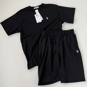 새상품 U.S POLO ASSN. 블랙 반팔 하프 팬츠 셋업 L L