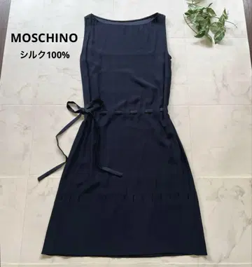 새상품급 MOSCHINO 실크 100% 컷워크 원피스 네이비 USA 8