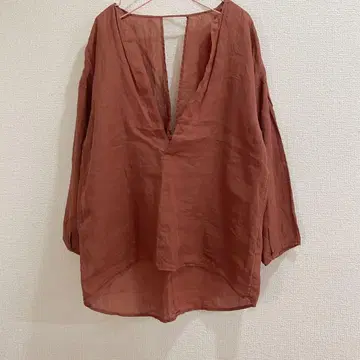 투모로우랜드 맥피 린넨 셔츠 빨간색 브라운