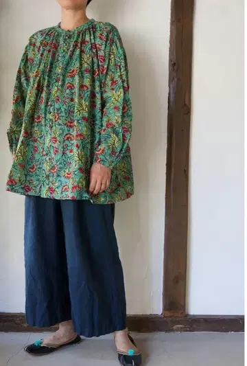 muni garden print shirt 블록 프린트 오동나무 카렌