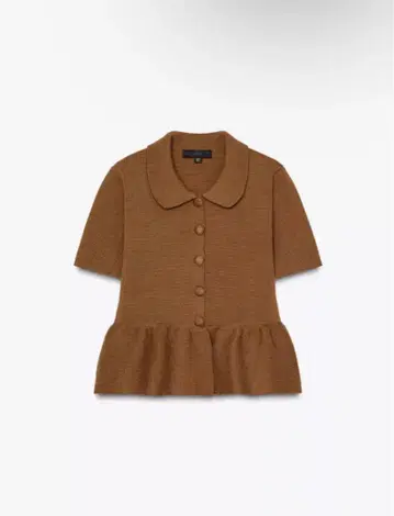 ZARA 니트 페플럼 가디건 브라운 S