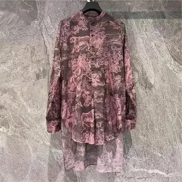 동물 패턴 시스루 긴팔 셔츠 핑크 계열