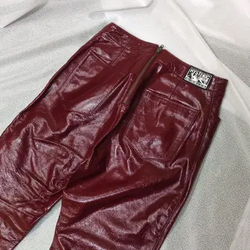 HystericGLAMOUR 레드 에나멜 가죽 스키니 팬츠 XS