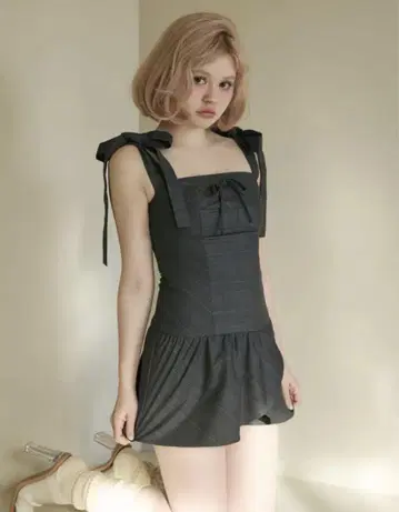 andmaryRojina 리본 드레스 그레이
