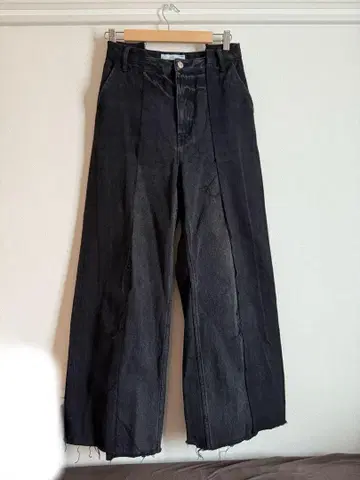 다크 블랙 와이드 레그 데님 프리 사이즈