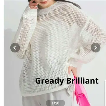 Gready Brilliant 기마 메쉬 크루 니트 화이트