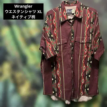 Wrangler 보르도 네이티브 무늬 웨스턴 셔츠 XL