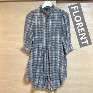 FLORENT 그레이 계열 체크 튜닉 반소매