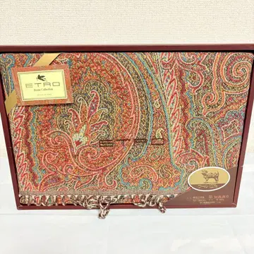 새상품급 ETRO 에트로 순모 무릎담요 페이즐리 무늬 레드