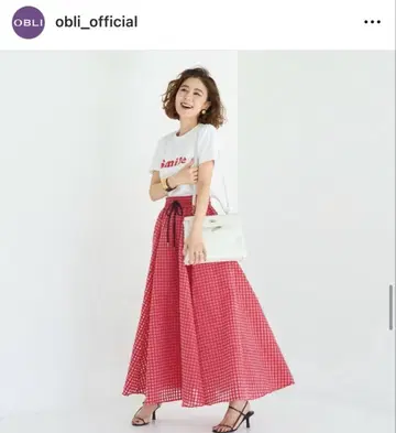 OBLI 오블리 새상품 오간자 체크 스커트