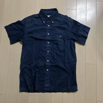 LACOSTE 반팔 버튼 다운 셔츠 네이비