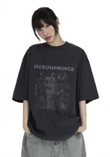 MASONPRINCE 투 컬러 반팔 남성용 루즈 레트로 티셔츠 L 사이즈