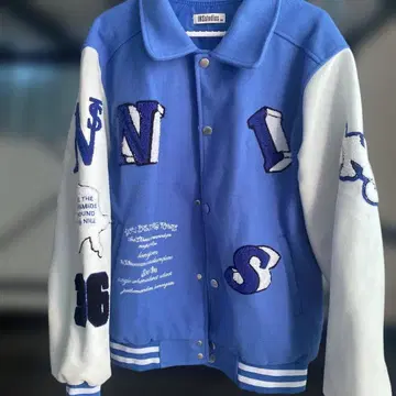 INSstudios M 바시티 자켓 파랑/화이트