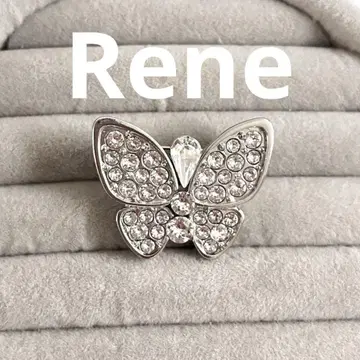 컨디션 최상 Rene 버터플라이 브로치 클리어 스와로 스키