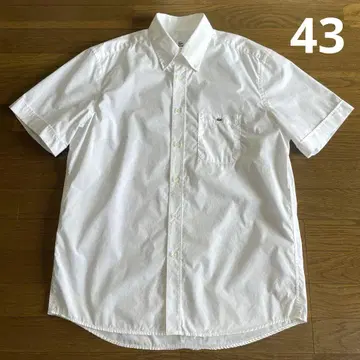 80s 90s 유로 제 라코스테 코튼 셔츠 43 화이트 작은 로고