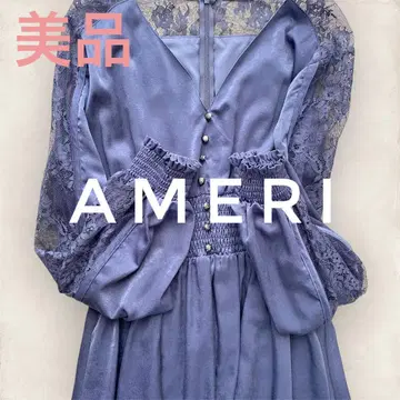 새상품급 AMERI 하프 레이스 퍼플 롱 드레스 파티 브랜드
