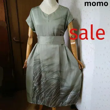 sale! 순수 실크 호몬기 허리 리본 포함 턱 원피스 기모노 리메이크
