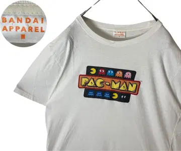 BANDAI 제 팩맨 빅 프린트 티셔츠 화이트 코튼 100% 소재