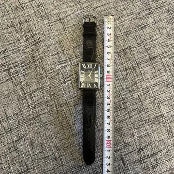 블랙 가죽 스퀘어 시계 약 20cm