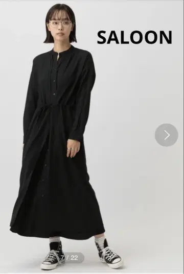 SALOON(살롱)/핀턱 드로스트 원피스 블랙