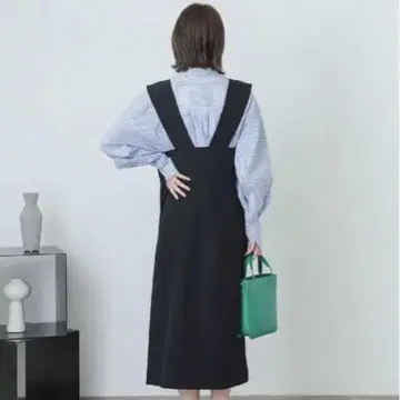 SENSEOFPLACE 블랙 롱 원피스 프론트 버튼