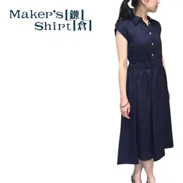 가마쿠라 셔츠 린넨 원피스 린넨 네이비 M