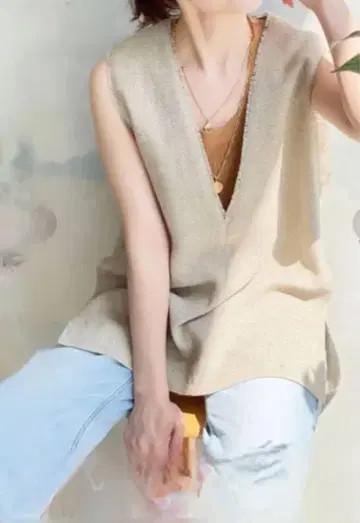 spick&span 린넨 트위드 베스트 베이지