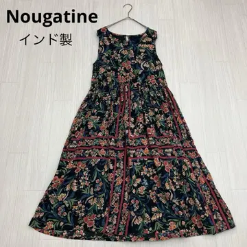 Nougatine 꽃무늬 슬리브리스 플레어 원피스 인도산 에스닉