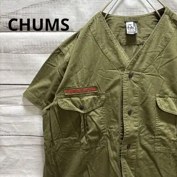 CHUMS 노카라 밀리터리 반팔 셔츠 노카라 셔츠 L 구하기 어려움 레어