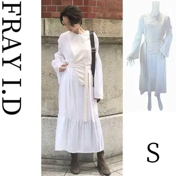 비대칭 베스트 포함 플리츠 원피스 프레이 아이디 S 사이즈