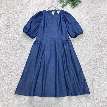 컨디션 최상 로즈 티아라 빅 사이즈 데님 원피스 롱이지만 42 사이즈