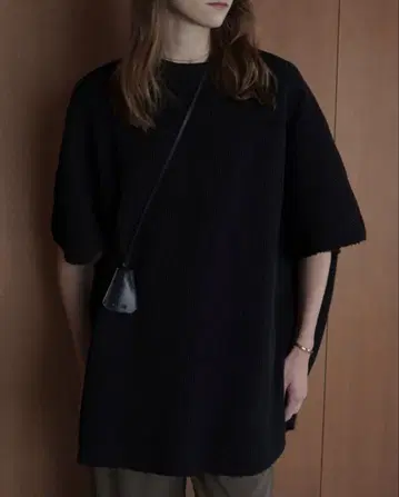 CLANE 써멀 빅 상의 블랙 와플