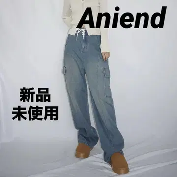 [미사용 새상품] Aniend 허리 로프 카고 데님 S 캐주얼