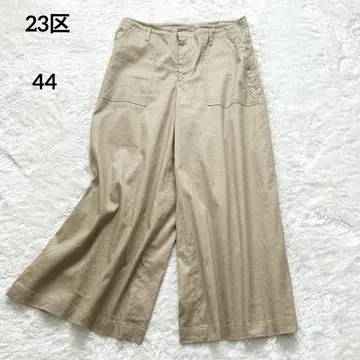 23구 빅 사이즈 44 린넨 와이드 팬츠 코튼 뒷면 버클 베이지