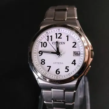 새상품급 CITIZEN 시티즌 아테사 H110 화이트 솔라 남성용