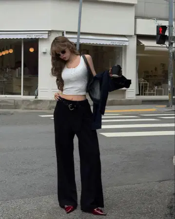 nalm. 벨트 스웨트 팬츠