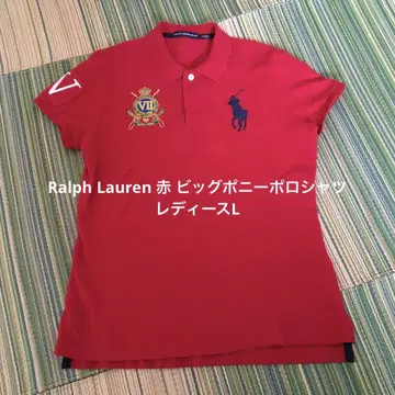 Ralph Lauren 빨간색 빅 포니 피케 셔츠 반팔 여성용 L