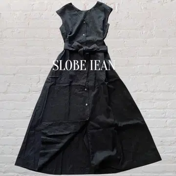 최근 모델 SLOBE IEAN 슬리브리스 셔츠 린넨 원피스 블랙