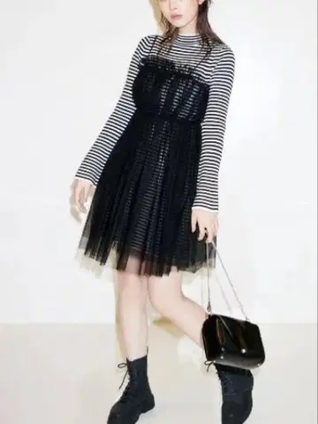 스나이델 튤 캐미 미니 원피스