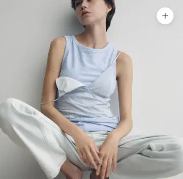 시루무린 패드 인 스무스 터치 보트 크루 탱크 아이스 블루 S
