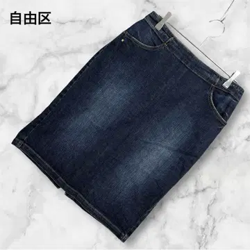 2191 자유구 데님 타이트 스커트 무릎 기장 슬릿 S 상당 캐주얼