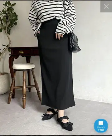 prose verse 허리 드로스트 컷 리브 내로우 스커트