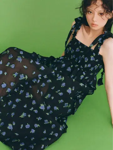릴리 브라운 시가 자카드 프릴 리본 원피스