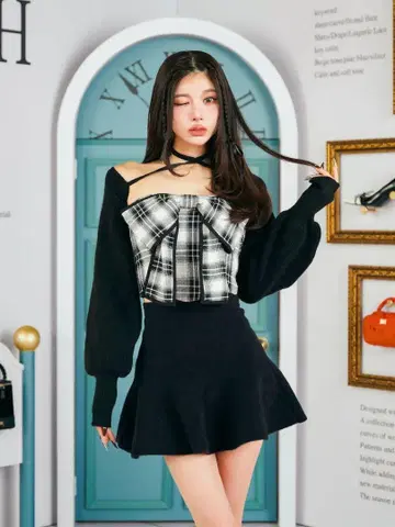 다리치 빅 리본 앙상블 가디건 세트