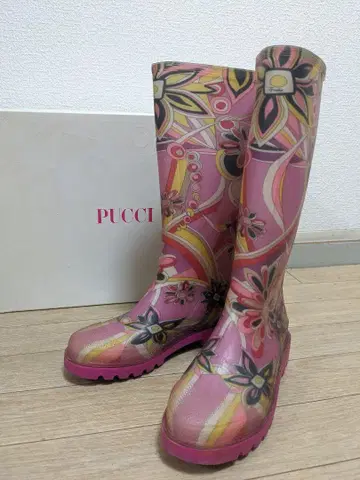 PUCCI 꽃무늬 레인부츠 핑크