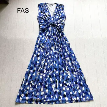 FAS 기하학 롱 TINA 원피스 저리 원피스 블루 T1