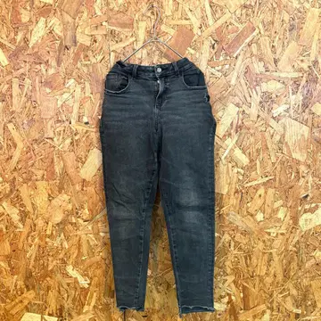 ZARA 자라 데님 팬츠 청바지 스키니 데미지 다크 그레이 L